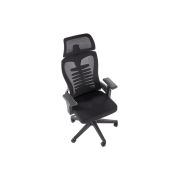 Scaun birou egonomic hm polon, mesh, mecanism inclinare, baza polipropilena, suport lombar, tetiera, 100 kg, negru drm10324