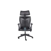 Scaun birou egonomic hm polon, mesh, mecanism inclinare, baza polipropilena, suport lombar, tetiera, 100 kg, negru drm10324