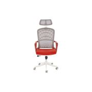 Scaun birou egonomic hm vesuvio 2, mesh, mecanism balans, baza polipropilena, suport lombar, tetiera reglabila, 120 kg, rosu scortisoara/gri/alb drm10337