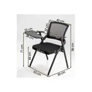 Scaun vizitator hrc 603, cu masuta rabatabila, pliabil, ergonomic, mesh, cadru metalic, 120 kg, negru drm10341