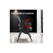Scaun vizitator hrc 603, cu masuta rabatabila, pliabil, ergonomic, mesh, cadru metalic, 120 kg, negru drm10341