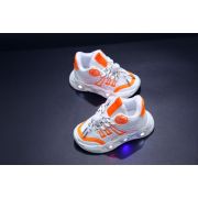 Adidasi albi cu portocaliu cu luminite - baseball mbo-896-1-c
