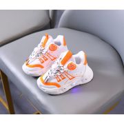 Adidasi albi cu portocaliu cu luminite - baseball mbo-896-1-c