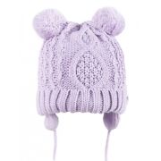 Căciulă de iarnă pentru fetite cu două pompoane, violet, legată czz-0418g