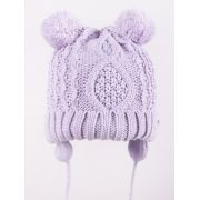 Căciulă de iarnă pentru fetite cu două pompoane, violet, legată czz-0418g