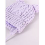 Căciulă de iarnă pentru fetite cu două pompoane, violet, legată czz-0418g