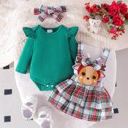 Sarafan cu body verde cu maneca lunga - baby reindeer md1072-r2