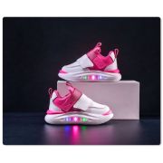 Adidasi albi cu roz ciclamen cu luminite md688-3-c