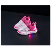 Adidasi albi cu roz ciclamen cu luminite md688-3-c