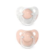 Suzetă anatomică din silicon, 2 buc 0-6 luni piersică Dreams JEM8426420083355