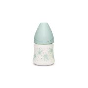 Biberon 150 ml cu tetină rotundă din silicon, debit lent, iepuraș verde Hygge Suavinex JEM8426420069014