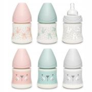 Biberon 150 ml cu tetină rotundă din silicon, debit lent, pisică verde Hygge Suavinex JEM8426420069045