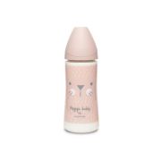 Biberon 360 ml ml cu tetină rotundă din silicon, debit dens, pisică roz Hygge Suavinex JEM8426420069304