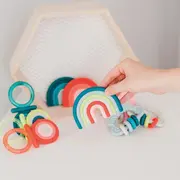 Inel de dentiție din silicon Curcubeu, roz, Suavinex JEM8426420079495