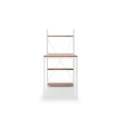 Set birou cu rafturi hm narvik b1, cadru metalic, pal melaminat, 120x64x120 cm, stejar sonoma/alb si scaun birou hm matrix, ergonomic, stofa/piele ecologica, 100 kg, negru/roz drm10356