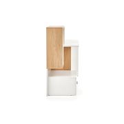 Set birou cu spatii depozitare hm grosso, rafturi, sertar, pal melaminat, 149x50x105 cm, stejar auriu/alb si scaun copii hm ibis paris, ergonomic, cadru cromat, stofa, 100 kg, multicolor drm10352