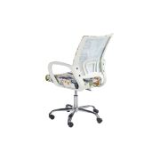 Set birou cu spatii depozitare hm grosso, rafturi, sertar, pal melaminat, 149x50x105 cm, stejar auriu/alb si scaun copii hm ibis paris, ergonomic, cadru cromat, stofa, 100 kg, multicolor drm10352