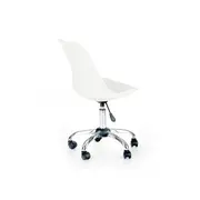Set birou hm conti, rafturi, sertar, pal melaminat, 122x57x90 cm, stejar/gri si scaun pentru copii hm coco, piele ecologica, inaltime reglabila, 80 kg, alb drm10346