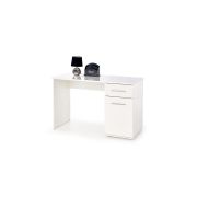 Set birou hm lima b1, cu usa si sertar, pal melaminat, 120x55x75 cm, alb si scaun copii hm matrix, ergonomic, stofa/piele ecologica, 100 kg, negru/turcoaz drm10355