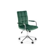 Set birou hm lima b1, cu usa si sertar, pal melaminat, 120x55x75 cm, stejar sonoma si scaun hm gonzo 4, stofa tip catifea, mecanism de balans, cadru cromat, 90 kg, verde drm10353