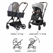 Sistem modular 3in1 coccolle saliara greystone + scoica coccolle knox anthracite smb322065262324080364