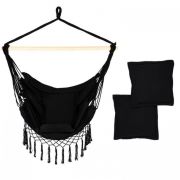 Leagan suspendat pentru interior/exterior, cu spatar si 2 perne, cuib de barza, negru, gw-918 edeedigw-918black