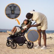 Carucior 2 in 1, Lionelo, Mika Plus, Cadru din aluminiu, Cu landou intarit si salteluta moale, Reversibil, Cu sistem de ventilatie 3D, Cu accesorii, Pana la 22 kg, Conform cu EN1888-1 EN1888-2, EN1466, Gri BYNLO-MIKA_PLUS_2IN1_GREY_STONE
