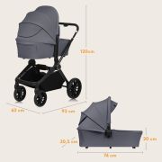 Carucior 2 in 1, Lionelo, Mika Plus, Cadru din aluminiu, Cu landou intarit si salteluta moale, Reversibil, Cu sistem de ventilatie 3D, Cu accesorii, Pana la 22 kg, Conform cu EN1888-1 EN1888-2, EN1466, Gri BYNLO-MIKA_PLUS_2IN1_GREY_STONE