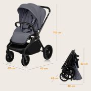 Carucior 2 in 1, Lionelo, Mika Plus, Cadru din aluminiu, Cu landou intarit si salteluta moale, Reversibil, Cu sistem de ventilatie 3D, Cu accesorii, Pana la 22 kg, Conform cu EN1888-1 EN1888-2, EN1466, Gri BYNLO-MIKA_PLUS_2IN1_GREY_STONE