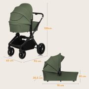 Carucior 2 in 1, Lionelo, Mika Plus, Cadru din aluminiu, Cu landou intarit si salteluta moale, Reversibil, Cu sistem de ventilatie 3D, Cu accesorii, Pana la 22 kg, Conform cu EN1888-1 EN1888-2, EN1466, Verde BYNLO-MIKA_PLUS_2IN1_GREEN_OLIVE