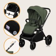 Carucior 2 in 1, Lionelo, Mika Plus, Cadru din aluminiu, Cu landou intarit si salteluta moale, Reversibil, Cu sistem de ventilatie 3D, Cu accesorii, Pana la 22 kg, Conform cu EN1888-1 EN1888-2, EN1466, Verde BYNLO-MIKA_PLUS_2IN1_GREEN_OLIVE