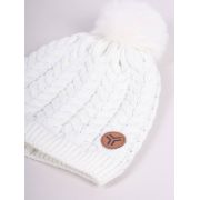 Fes de iarnă cu pompon și logo, alb czz-0499g