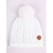 Fes de iarnă cu pompon și logo, alb czz-0499g