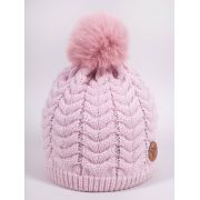 Fes de iarnă pentru fetițe cu pompon și logo, roz czz-0498g