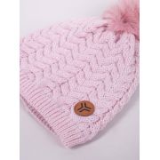 Fes de iarnă pentru fetițe cu pompon și logo, roz czz-0498g