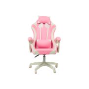 Scaun birou copii ab001, piele ecologica, baza polipropilena, spatar ajustabil, rotatie 360°,100 kg, roz drm10371
