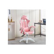 Scaun birou copii ab001, piele ecologica, baza polipropilena, spatar ajustabil, rotatie 360°,100 kg, roz drm10371