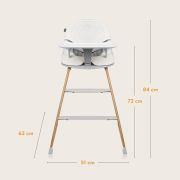 Scaun de masa, Lionelo, Dalia, 2 in 1, Transformabil, Cu 2 suporturi pentru picioare, Cu tavita detasabila, Sustine 60 kg, 6 luni+, Conform cu EN14988, Gri BYNLO-DALIA_GREY_STONE_NATURAL