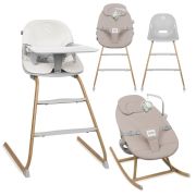 Set balansoar si scaun de masa, Lionelo, Dalia, Scaun cu 2 suporturi pentru picioare, Cu tavita, Balansoar 4 in 1 cu inaltime reglabia si bara cu jucarii, Conform cu EN14988, EN1888-1 EN1888-2, EN1466, Gri BYNLO-DALIA_SET_GREY_STONE_NATURAL
