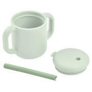 Set accesorii pentru cana de antrenament cu pai din silicon Beaba Sage Green ERFB801215
