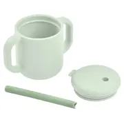 Set accesorii pentru cana de antrenament cu pai din silicon Beaba Sage Green ERFB801215