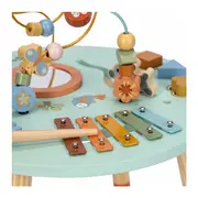 Masuta interactiva, Free2Play, Fun Table, Educationala, Cu o varietate de forme rotative si jucarie in miscare, Xilofon, Sortator de forme, Dezvolta abilitatile motorii, Inaltime 32 cm si diametru 41 cm, 36 luni+, Blue BYN83235