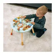 Masuta interactiva, Free2Play, Fun Table, Educationala, Cu o varietate de forme rotative si jucarie in miscare, Xilofon, Sortator de forme, Dezvolta abilitatile motorii, Inaltime 32 cm si diametru 41 cm, 36 luni+, Blue BYN83235