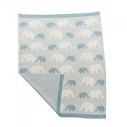 Niu paturica din bumbac organic cu doua fete 80x100 cm elephants blue lvtkniu3965