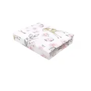 Cearceaf cu elastic, MimiNu, Pentru patut co-sleeper, Aurora, Dimensiune 76 x 43 cm, Din bumbac certificat Oeko Tex Standard 100, Sweet Deer Pink BYN6426972026925