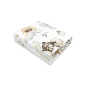 Cearceaf cu elastic, Qmini, Pentru patut co-sleeper, Aurora, Dimensiune 76 x 43 cm, Din bumbac certificat Oeko Tex Standard 100, Teddy Bear and Friends Beige BYN6426972026888