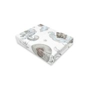 Cearceaf cu elastic, Qmini, Pentru patut co-sleeper, Aurora, Dimensiune 76 x 43 cm, Din bumbac certificat Oeko Tex Standard 100, Teddy Bear and Friends Blue BYN6426972026871
