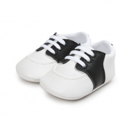 Pantofiori eleganti albi cu insertie neagra (Marime Disponibila: 9-12 luni (Marimea 20 incaltaminte)) MBYM12-5-p15