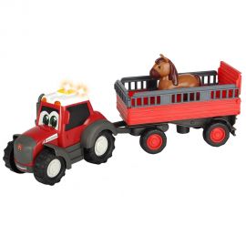 Tractor Dickie Toys Happy Ferguson Animal Trailer cu remorca si figurina HUBS204115002
