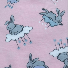 Caciula copii Bunny Pink 6-18 luni, in strat dublu, din bumbac KDECD618BUNP